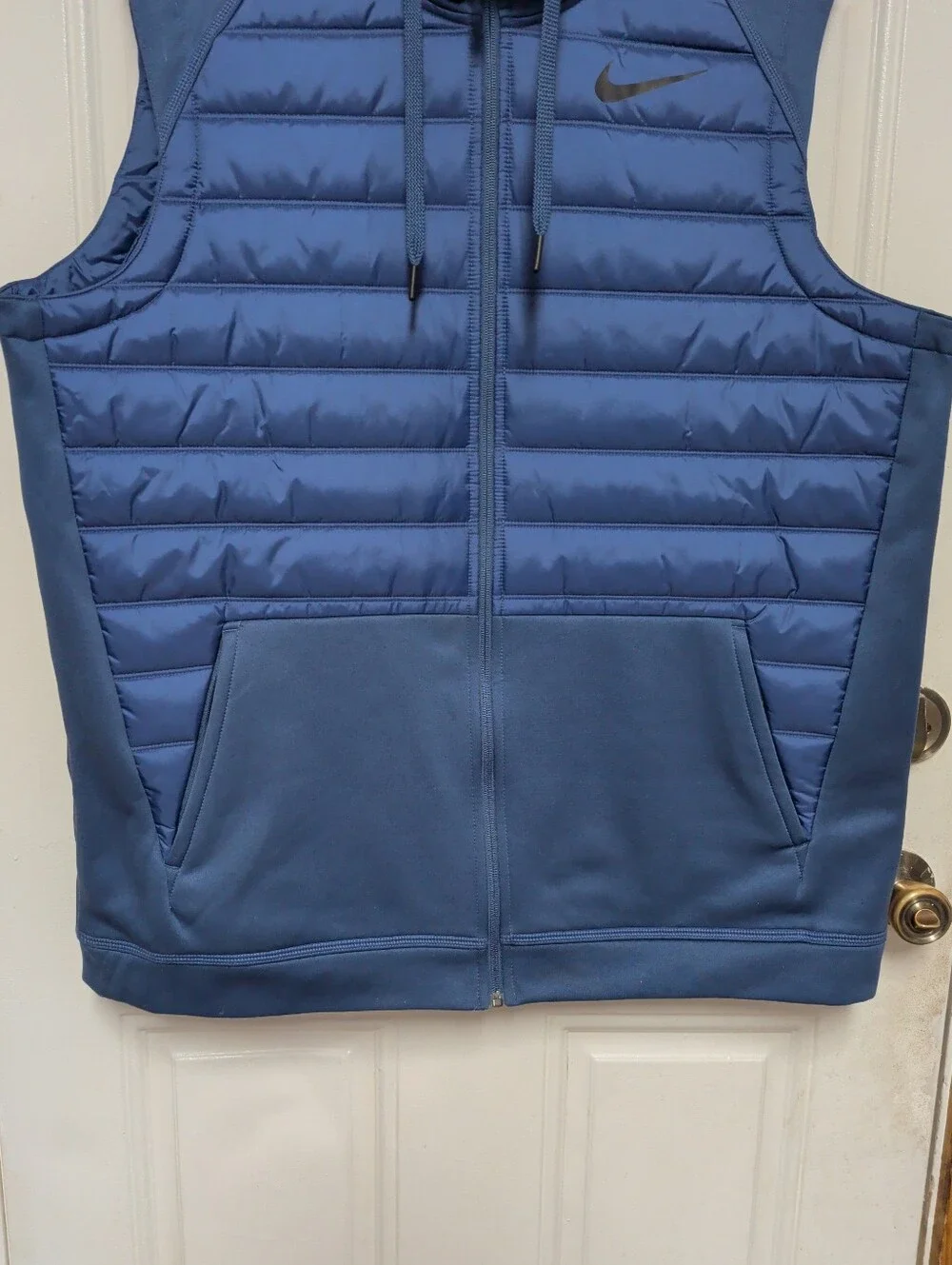 Nike Therma Training Vest Mens Size Large Blue Winterized Full Zip Hooded
